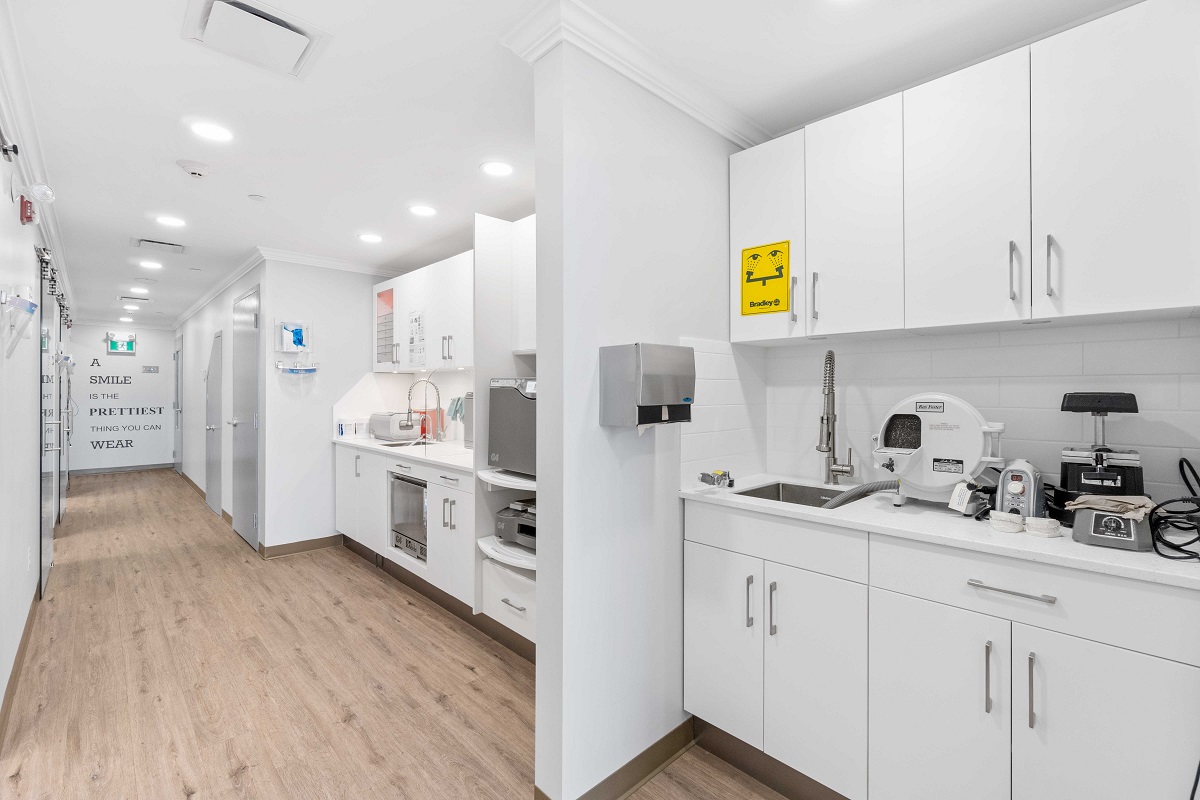 Clinic hallway near sterilization area